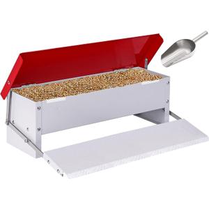 15lb Automatic Chicken Feeder Rat Proof Large Treadle Poultry Feeder with Rainproof Lid Outdoor Chicken Feeders for Duck Pheasants Roosters Bantams
