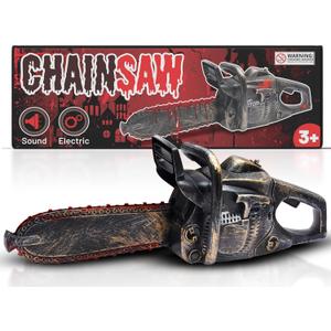 16" Bloody Rusty Electric Chainsaw - Battery Operated Chainsaw Massacre Role Play Accessory with Motion & Sound Effects for Halloween Cosplay Prop, Decorations