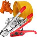 Pallet Strapping Kit, Heavy Duty Plastic Strapping Kit, Banding Strapping Kit, Tensioning Tool Sealer, Manual Banding Sealer Tools Set, 1/2"x 4000" Length Poly Strapping, 100 Metal Seals