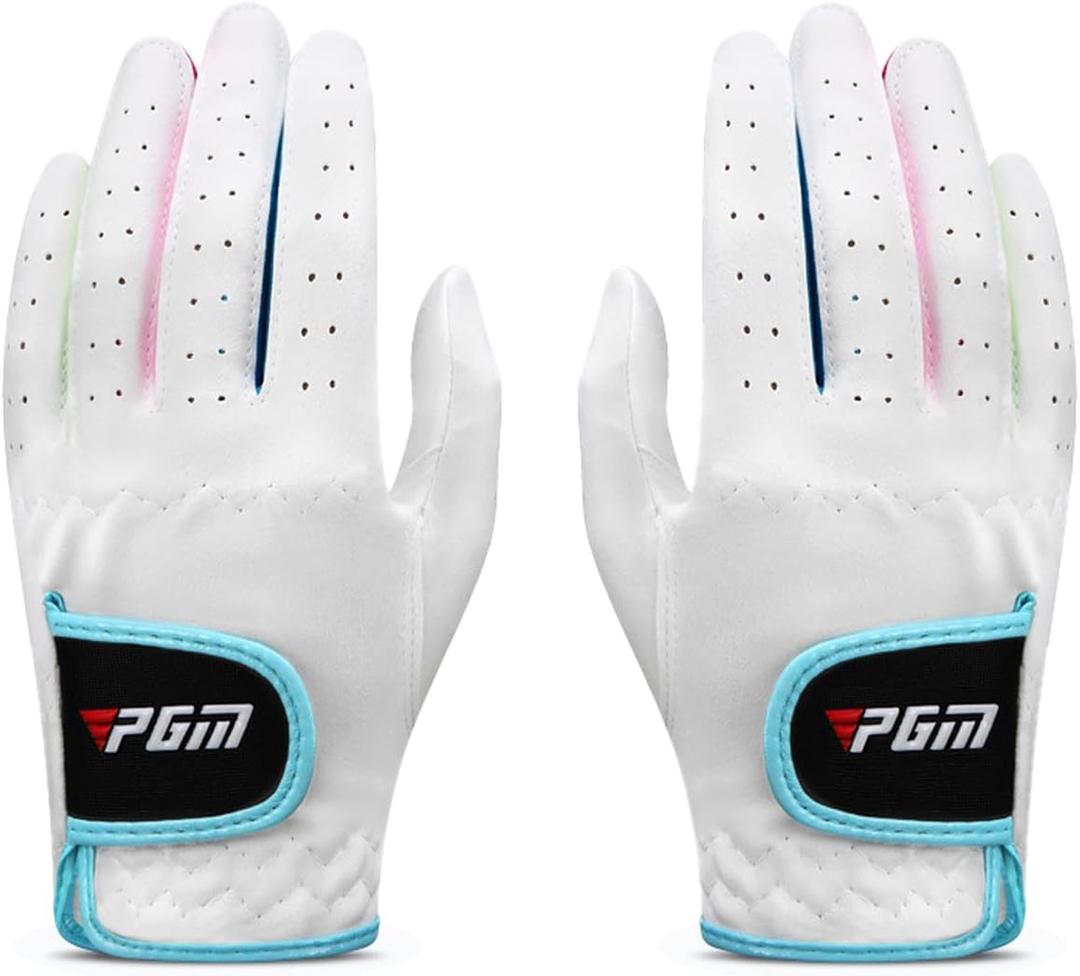 WIGERLON Kids Golf Gloves,Youth Golf Glove for Gilrls and Boys,Junior Golf Glove for Left Hand and Right Hand(2pcs) (Medium, White)