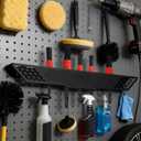 2 Pcs 12 Slot Detailing Brush Holder Car Detail Brush Rack Pan Wall-mount Brushes Organizer Products with Hardware Coated Iron Rack for Garage Workshop Auto Detailing Shop Care Storage, Black