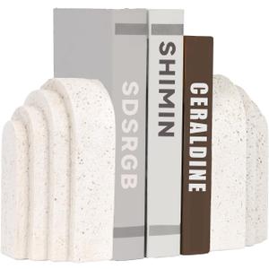 Heavy Duty Resin Bookends for Shelves - Modern Layered Arch Design, Aesthetic Home Decor,Stylish Decorative Book Ends
