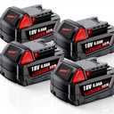 Replacement for Milwaukee M18 Battery, 6000mAh 18V Lithium High-Capacity Batteries Compatible with M18 Cordless Power Tools and Charger 48-11-1850 48-11-1860 48-11-1828 48-11-1815 48-11-1822 (4PACK)