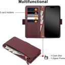 COBEAR for iPhone 17 Pro Max Case Wallet, Pu Leather Flip Phone Case with Wrist Strap, Zipper Pocket, Kickstand, Women Men Phone Wallet Case with Card Holder for iPhone 17 Pro Max,Wine Red