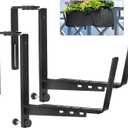 2 Pcs Adjustable Railing Planter Boxes Brackets,Heavy Duty Iron Window Box Planters Holder Outdoor for Railings,Windowsill,Patio,Deck,Garden,Balcony,Fence,Wall,Porch,Black