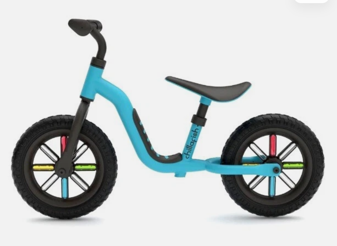 Chillafish Izzy Lightweight Toddler Balance Bike, Blue With Colorful Wheels