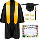 Kindergarten Graduation Cap and Gown Set with Tassel 2025 Charms Graduations Stoles for Kid Preschool (33, Black)