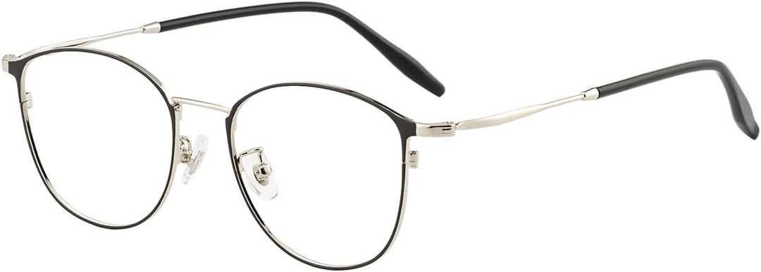 GUDVUE Blue Light Glasses, Computer/Gaming/TV/Phones Glasses for Women/men, Anti Glare/UV400/Eye Strain, Oval Black/Silver