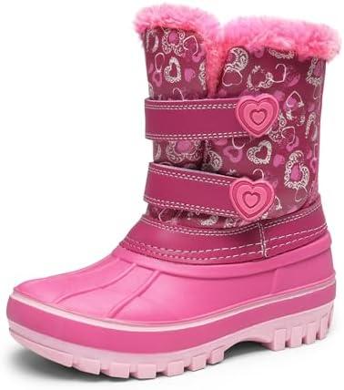DREAM PAIRS Boys Girls Snow Boots Water-Resistant Outdoor Sport Warm Cozy Anti-Slip Cute Ankle Winter Shoes for Toddler/Little/Big Kid Size 4