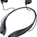 Neckband Bluetooth Headphones, Around The Neck Headphones 24H+ Playtime, Bluetooth Headsets with Call Vibration, Shark Jaw Design Wireless Earbuds+Noise Isolation/Built-in Mic/IPX7 Waterproof (Black)