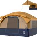 EVER ADVANCED Blackout Design 6 Person Camping Tent with 80 sq.ft Massive Vestibule, Large Mesh Screen Room, 81in Tall Expanded Headroom, Blackout Coating, 4000mm Water-Resistant Compact Orange Black