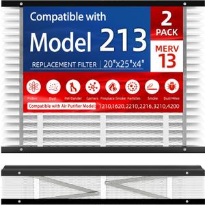 2 Pack, 213 Replacement Filter, Compatible with AprilAire 213 Whole House Air Purifiers Models,1210,1620,2210,2216,3210,4200,MERV 13 HVAC Furnace Filter Replacement,20x25x4inch Air Filter