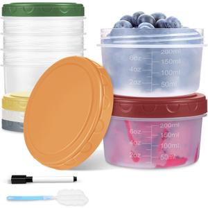 Yomarket 6pcs 10 oz Small Plastic Containers with Lids, Salad Dressing Container Reusable Small Food Storage Containers for Meal Prep, Leakproof, Microwave Dishwasher Freezer Safe, BPA-Free