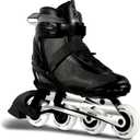 Inline Skates PRO for Adult Women - ABEC-9 Bearing with Breathable Lining for Male Female, Optional Brake, Size W 6-9, Black