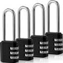 Faburo 4 Pack 2.2 in Long Shackle Small Combination Locker Lock, Padlock Combination with 3 Digit Codes, Resettable Luggage Locks, Combo Gym Locker Suitcase Gate Pad Lock (Black)
