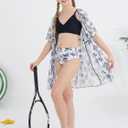 Ochine Girls Swimsuit 3 Piece Tropical Print Bikini Set Teens Bathing Suit with Drawstring Quick Dry Cover Up 9-16Y