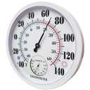 Indoor Outdoor Thermometer Large Wall Thermometer-Hygrometer Waterproof Does not Require Battery (White) (10 Inch)