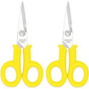 Small Scissors 2 Pack All Purpose 6 Inch Heavy Duty Scissors with Power Notch, Ultra Sharp Blades, Great for Sewing, Craft, Home, Office and School, Yellow