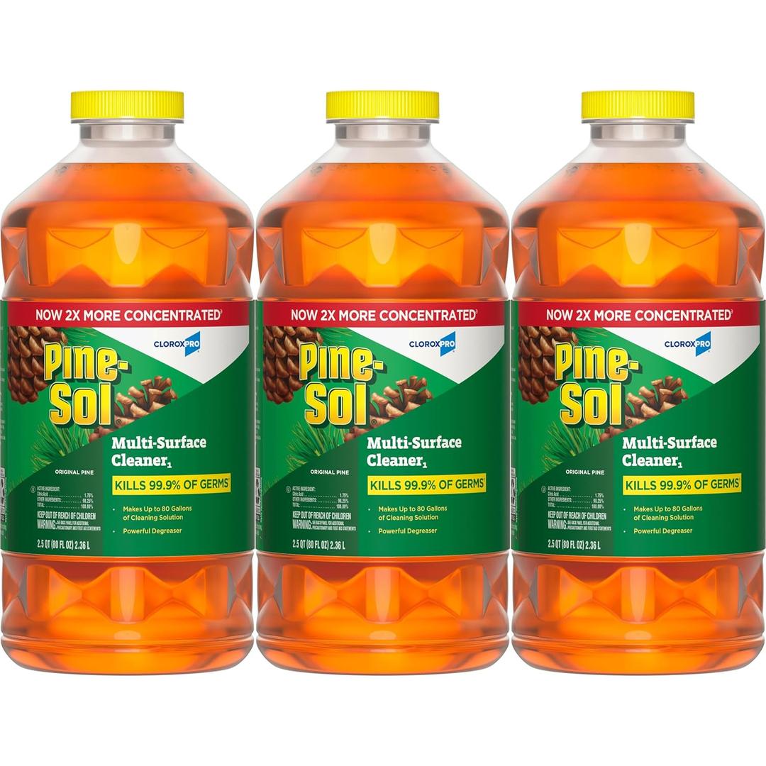 CloroxPro Pine-Sol Multi-Surface Cleaner, All Purpose Cleaner, Original Pine, 80 Fluid Ounces, Pack of 3 (60606), No BB Date