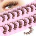 Brown Lashes Natural Look False Eyelashes Faux Mink 6D Wispy Fluffy Eye Lashes DD Curl Fake Eyelashes 9 Pairs Pack