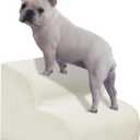 Dog Stairs & Steps for High Beds, 2 Steps High Density Foam Waterproof Dog Ramp for Small Dogs and Cats, Pet Stairs with Washable Cover for Bed, Couch, Sofa and Car, Beige (H: 11.8")