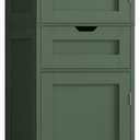Iwell Tall Bathroom Storage Cabinet with 2 Doors & 1 Drawer, Narrow Storage Cabinet with Adjustable Shelves, for Living Room, Bathroom, Kitchen, Forest Green, 11.8"D x 15.7"W x 67.1"H