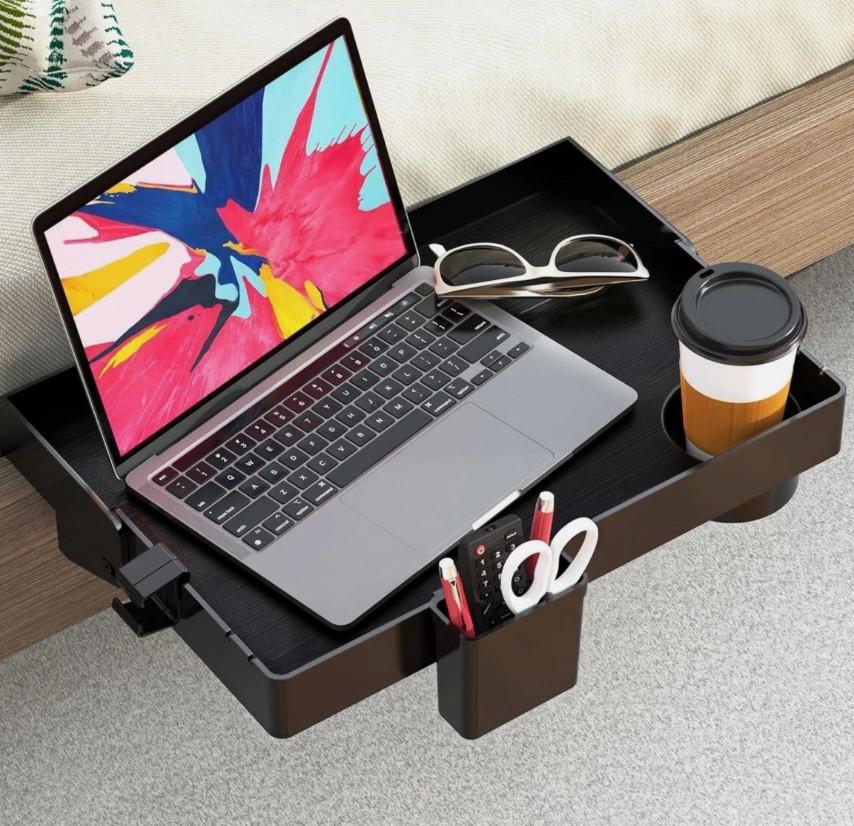 SOLEJAZZ Bedside Shelf, Foldable Bunk Bed Shelf Clip On Nightstand Tray- Black