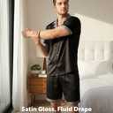 DAVID ARCHY Men's Satin Pajama Set Soft Summer Loungewear (M, Green) (M)