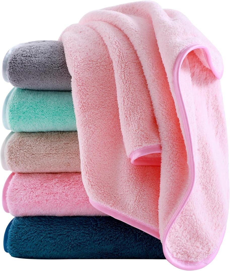 Cosy Family 6 Pack Ultra Soft Microfiber Absorbent Hand Towel, Silk Hemming Towels for Bathroom - Quick Drying - Perfect for Bath, Fitness, Gym, Shower, Hotel, and Spa - 16x28 Inch, Light Color