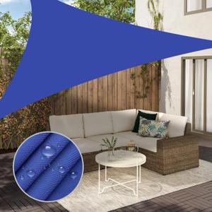 Neween Triangle Sun Shade Sail, 9' x 9' x 9', Waterproof Blue Color with 98% UV Block