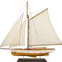 SAILINGSTORY Wooden Sailboat Model Ship, 37", Natural | 1930's Classic Yacht, Sailing Boat Decor