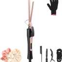 Thin Ceramic Curling Iron Wand, 3/8 Inch - Small Barrel for Short & Long Hair, 2 Temperature Settings for Tight Curls, Heat Resistant Glove Included