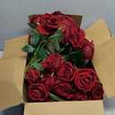 Sggvecsy 50 Pcs Artificial Roses Red Flowers Fake Velvet Silk Roses with Stems Bulk Realistic Faux Flowers for Bridal Bouquets Wedding Centerpieces Valentines Day DIY Home Decor (Burgundy)