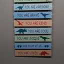 Rutiyoka Dinosaur Room Decor for Boys Bedroom Wall Dino Inspirational Art Kids Wood Decorations Little Boy Nursery Toddler Sign