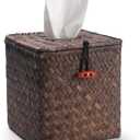 Seagrass Square Tissue Box Cover Woven Napkin Holder Decorative for Bathroom Farmhouse (Coffee, 5.5 x 5.5 x 5.5 Inch)