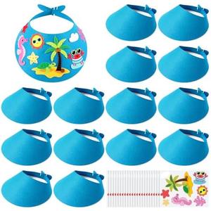 Yearntown 48 Sets Tropical Foam Visors for Kids Summer Felt Visor Crafts DIY Foam Visor Fun Felt DIY Crafts Sun Hats VBS Vacation Bible School Supplies Beach Sun Protection Hawaii Luau Party Decor, Pack 2