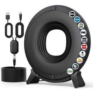 TV Antenna Indoor for Local Channels, Antenna for Smart TV 360° Reception,Digital Antenna for Long Range Reception and All Smart/Old TVs, Supports 4K 1080P HD VHF UHF