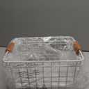 Wire Kitchen Storage Basket 2 Packs,Perfect Pantry Organization Accessories Baskets,Laundry Basket,With a Wooden handle,Suitable for Kitchen,Bathroom,Bedroom,Tabletop,Stackable