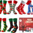 Fun Christmas Socks for Men - Funny Xmas Gifts for Men and Women Novelty Cozy Unisex Crew Cotton Sock Set (6-13, B-6 Pairs)