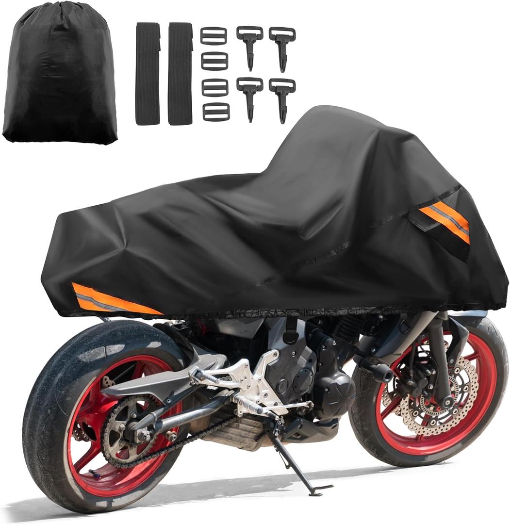 uxcell Motorcycle Cover Waterproof Half Cover Outdoor Motorbike Rain Cover Protector for Harley Dyna FXD FXDF Low Rider Super Wide Glide Fits 96" Black