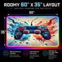 Gaming Rug RGB LED Light (3x5 Waveburst Controller) - Bedroom Rug, 35 inches x 60 inches