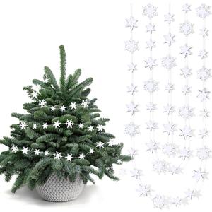 Cinnvoice Christmas Mini Snowflake Garland 144 Inches Snowflake Ornaments Streamers Christmas Tree Decorations for Home Winter Events Holiday Party Supplies