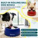 Slow Feeder Dog Bowls, Rolling Ball Dog Lick Bowl, Non-Slip Design, Interactive Dog Licking Toy & Dog Enrichment Toys, Dog Lick Ball Bowl for Wet Food, Yogurt, Bone Broth, Nutrient Solution (Blue)