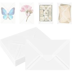 50 Pack 5x7 Vellum Envelopes Letter Size, A7 Translucent Glassine Envelopes for Wedding Invitation, Envelope 5.4x7.6 for Thank You Cards, Birthday Greeting, Lottery Ticket, Stamp Collecting