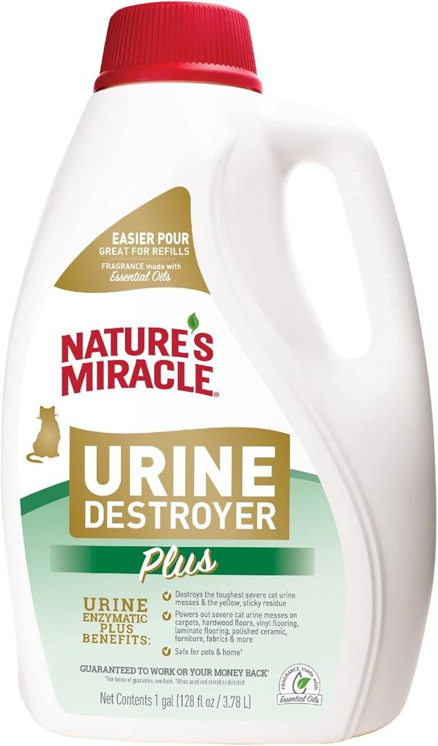 Nature's Miracle Urine Destroyer Plus for Cats, Enzymatic Formula for Severe Cat Urine Stains, 1 Gal (128 Fl Oz (Pack of 1))