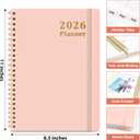 2 x 2026 Planner, Weekly and Monthly Calendar Planner, January 2026 - December 2026, Hardcover 2026 Calendar Book with Tabs For Women & Men, Inner Pocket, Spiral Bound, Perfect for Office Home School Supplies - A4 (8.5" x 11"), Pink