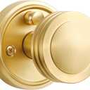 SORWDUERM 2 Pack Gold Door Knob Privacy Door Knobs Satin Brass Door Handle Interior Brushed Gold Door Knobs with Lock for Bedroom and Bathroom Zinc Alloy