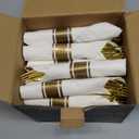 N9R 30 Pack Pre Rolled Gold Plastic Cutlery Set, Wrapped Plastic Silverware Set with 30 Forks, 30 Knives, 30 Spoons and 30 Napkins, Disposable Cutlery Set for Party and Wedding