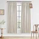 Natural Cream 100% Blackout Linen Pinch Pleated Curtains 70 Inch Length for Bathroom Living Room Nursery Clip Rings Room Darkening with Thermal Insulated White Liner Privacy Drapes 40Wx70L 2 Panels