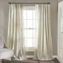 Lush Decor Rosalie Light Filtering Window Curtain Panels, Pair, 54" W x 95" L, Ivory - Lace Curtains for Living Room - Vintage - Cottage Core Decor